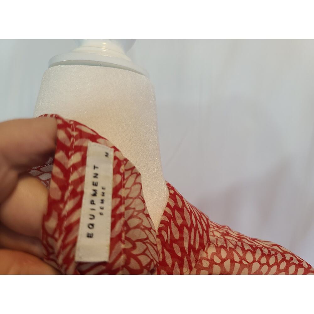 Sold! Equipment Red Sheer Silk Blouse M - Picture 5 of 5